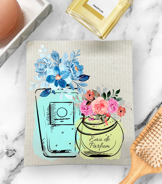 Set of 2 -  Bath & Body Perfume Bottles Floral SWEDISH BODY CLOTH