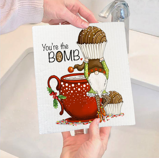 Set of 2 -  Christmas Chocolate Bomb Swedish Dish Cloth