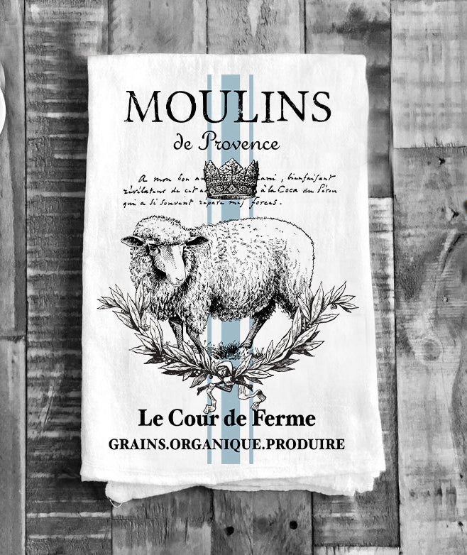 Vintage French Moulins Lamb Flour Sack Tea Towel