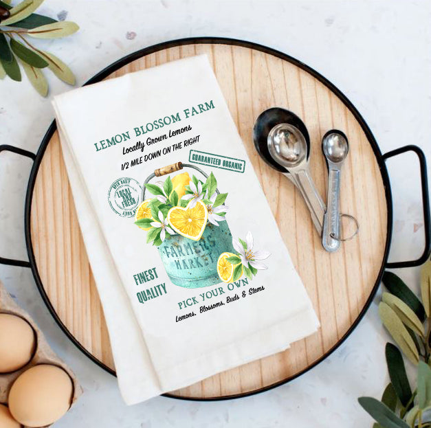 Farmers Market Lemon Blossom Farm Flour Sack Tea Towel