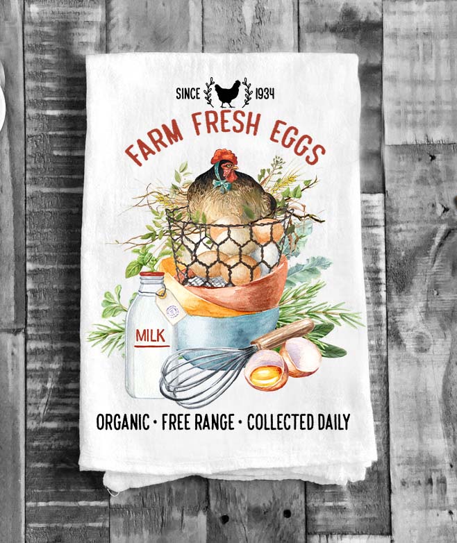 Farm Fresh Eggs Farmers Market Flour Sack Tea Towel