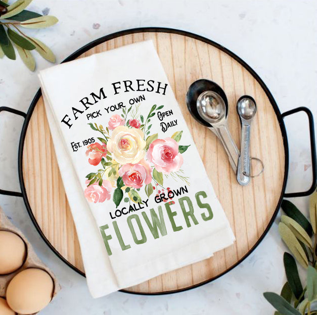 Farm Fresh Roses Spring Cotton Tea Towel