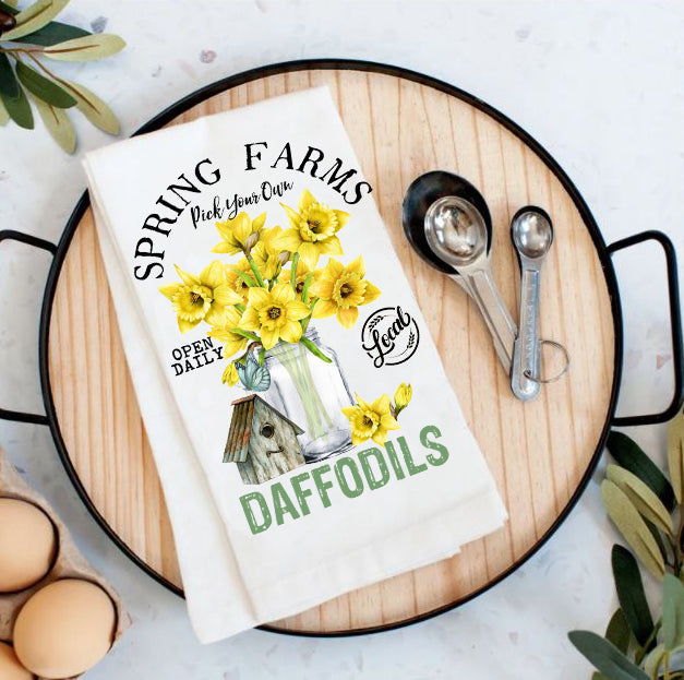 Spring Farms Daffodils Cotton Tea Towels