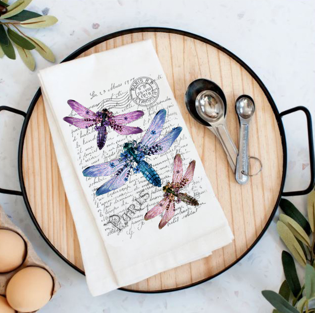 Dragon Fly French Paris Tea Towel