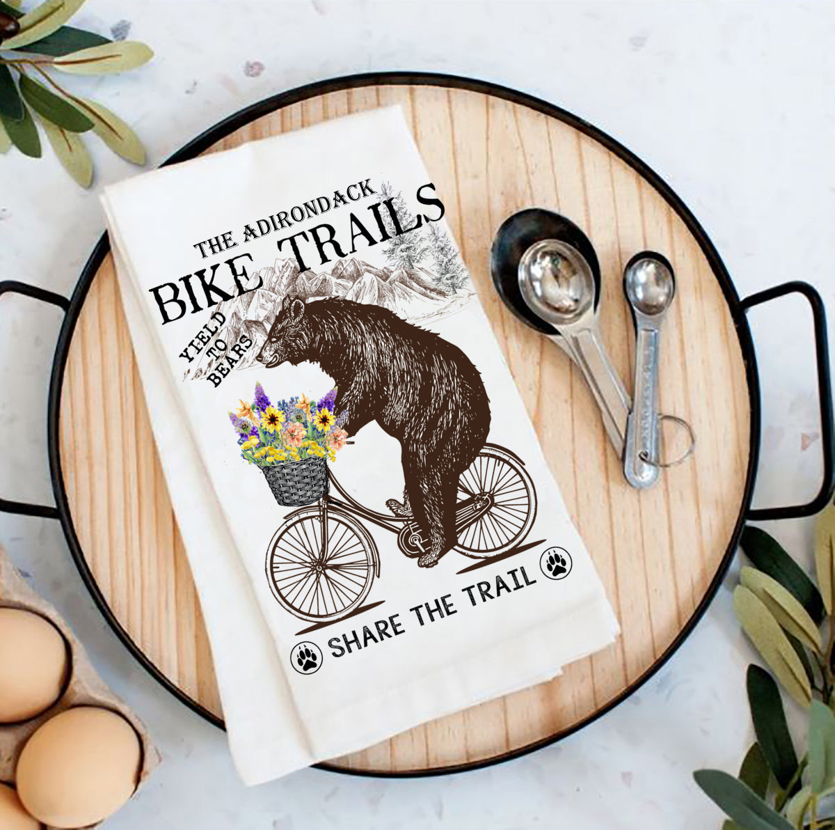 Adirondack Bear Bike Trails Cotton Tea Towels