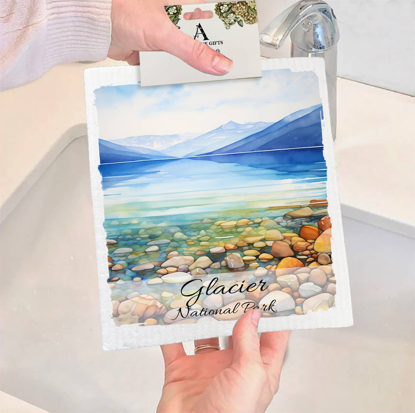 Set of 2 -  Glacier National Park Montana SWEDISH DISH CLOTH