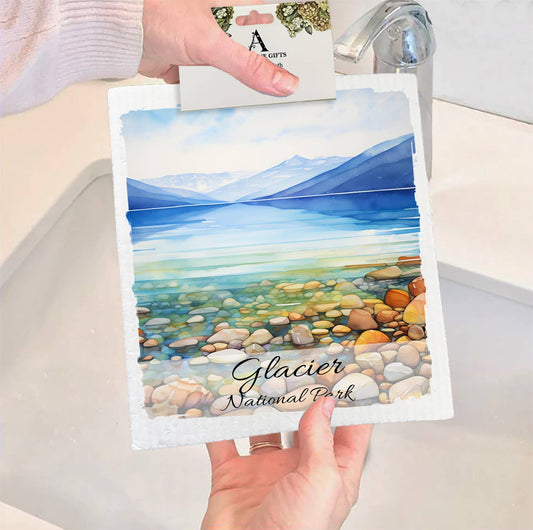 Set of 2 -  Glacier National Park Montana SWEDISH DISH CLOTH