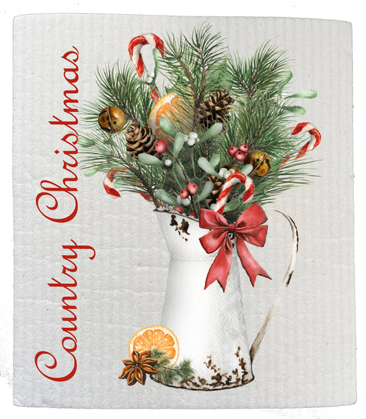 Set of 2 -  Rustic Country Christmas SWEDISH DISH CLOTH