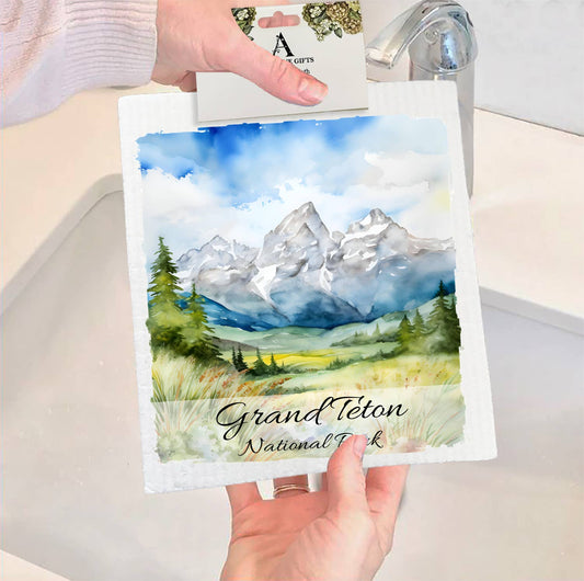 Set of 2 -  Grand Teton National Park Wyoming SWEDISH DISH CLOTH