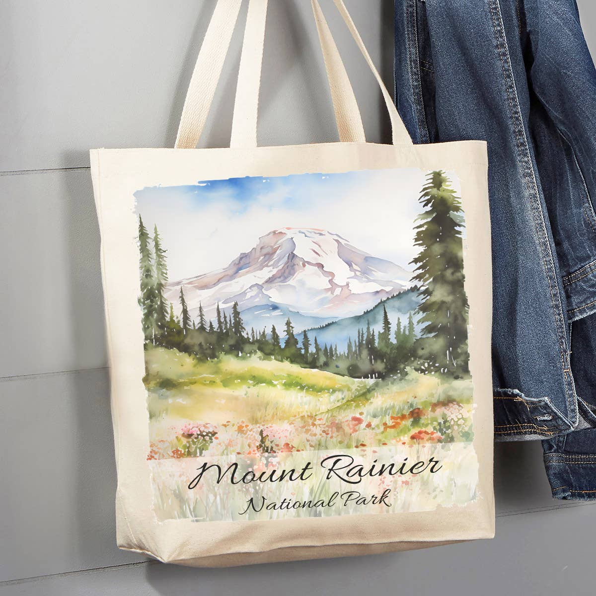 Mount Rainier National Park Washington 12 oz Canvas Tote Bag