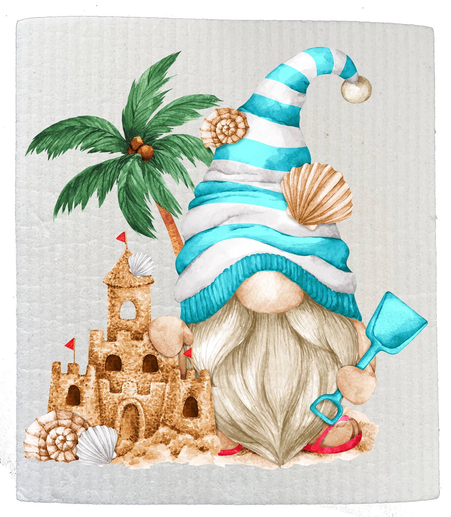 Set of 2 - Beach Ocean Sand Gnome SWEDISH DISH CLOTHS