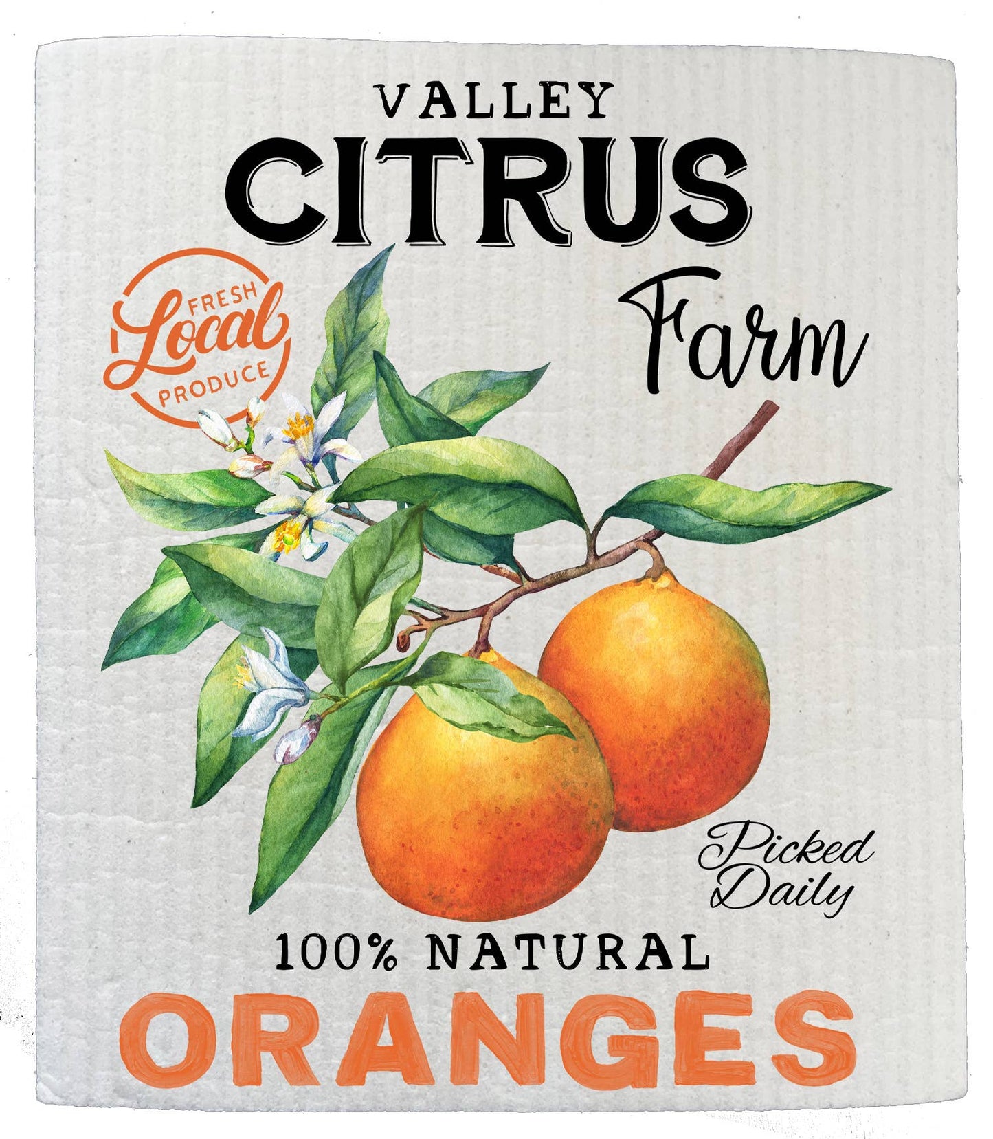 Set of 2 - Farm Fresh Citrus Oranges Kitchen SWEDISH DISH CLOTHS
