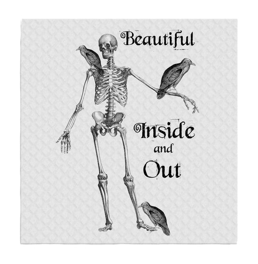 Set of 2 -  Skeleton Crows Halloween SWEDISH DISH CLOTHS