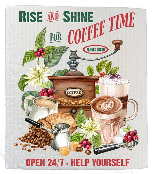 Set of 2 -  Rise and Shine Coffee Latte SWEDISH DISH CLOTHS