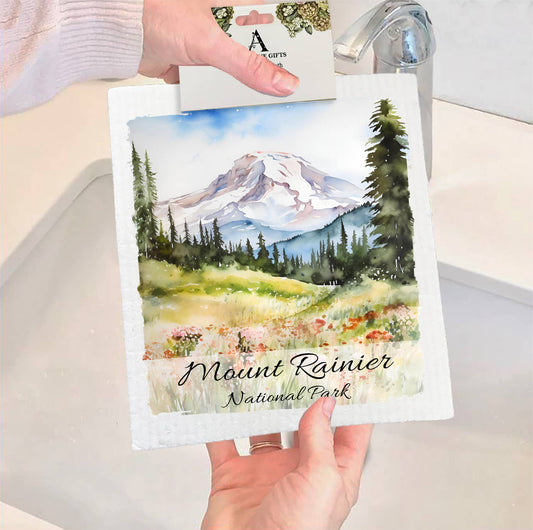 Set of 2 -  Mount Rainier National Park Washington  SWEDISH DISH CLOTH