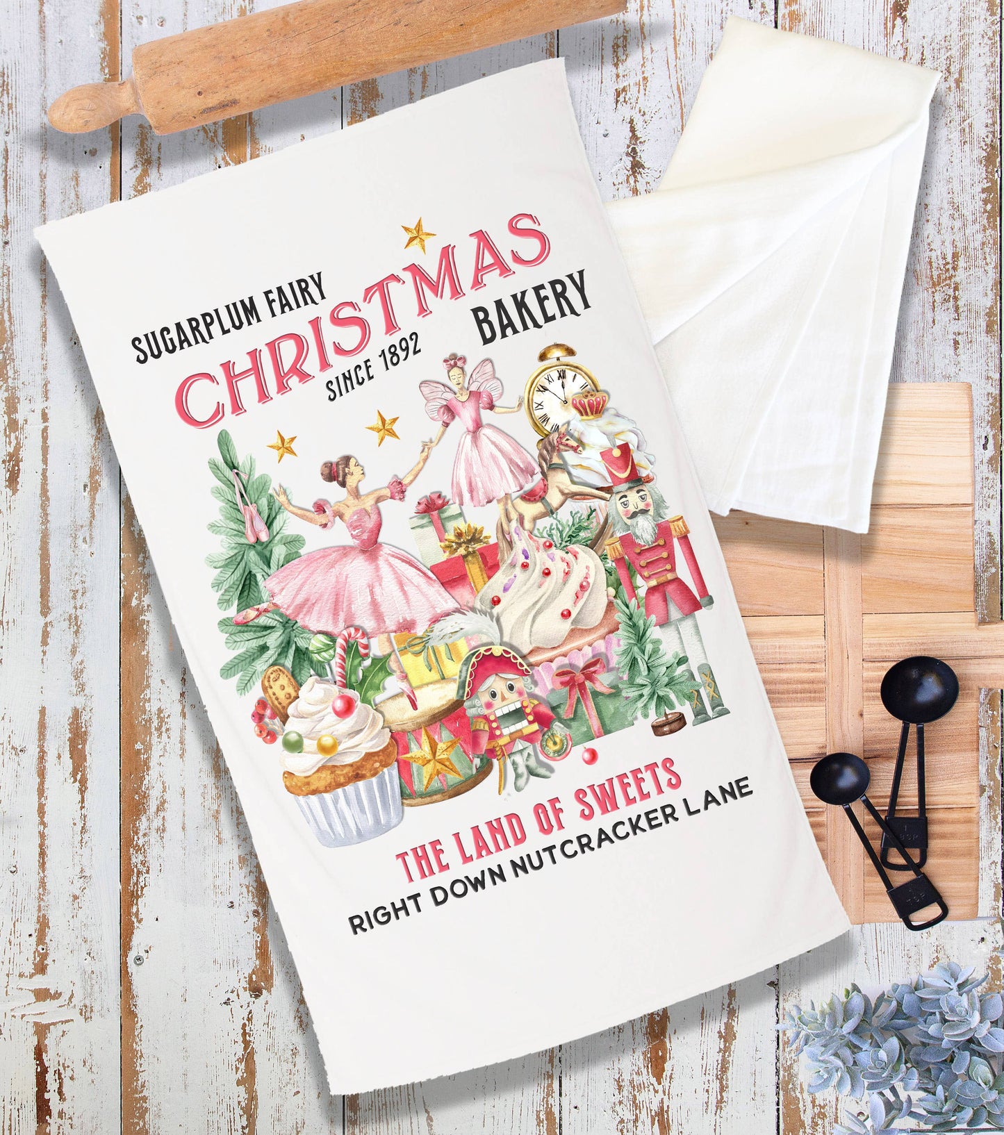 Christmas Pink Sugar Plum Bakery Terry Cloth Towel