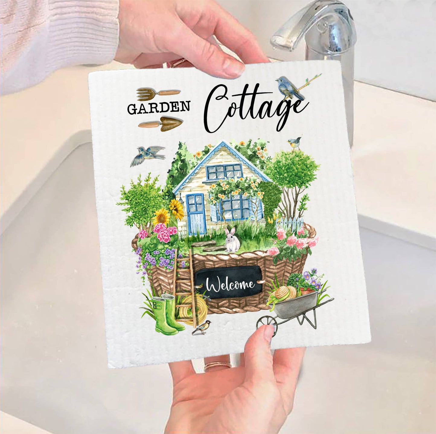Set of 2 - Garden Cottage Spring Swedish Dish Cloth