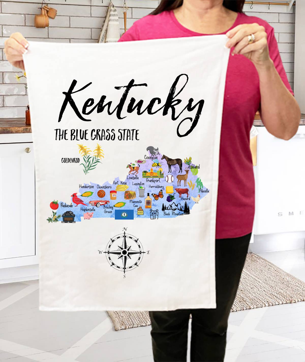 Kentucky State Map Souvenir Kitchen Terry Cloth Towels