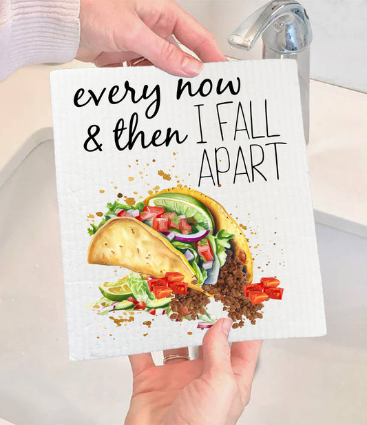 Set of 2 -  Every Now & Then Fall Apart Taco SWEDISH DISH CLOTH