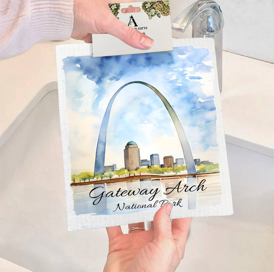Set of 2 -  Gateway Arch National Park Missouri SWEDISH DISH CLOTH