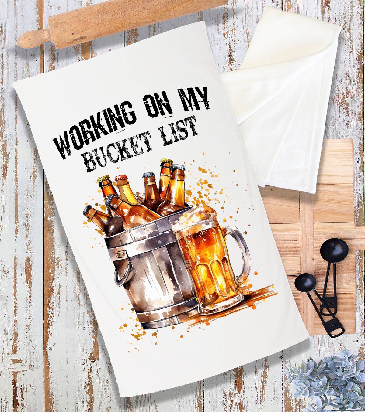 Working on Bucket List Beer Funny Terry Cloth Towel
