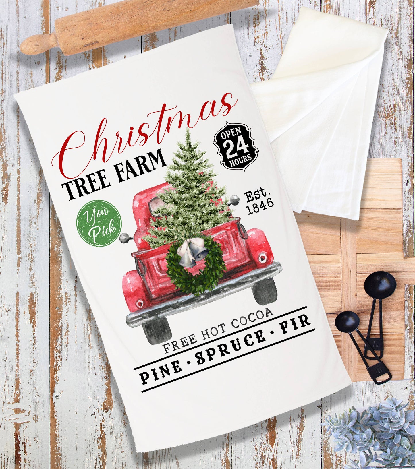 Christmas Tree Farm Red Pick Up Terry Cloth Towel