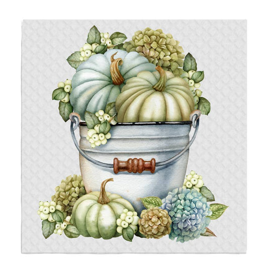 Set of 2 -  Fall Autumn Pumpkin Hydrangea SWEDISH DISH CLOTHS