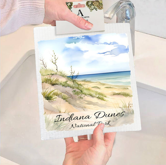 Set of 2 -  Indiana Dunes National Park Indiana  SWEDISH DISH CLOTH