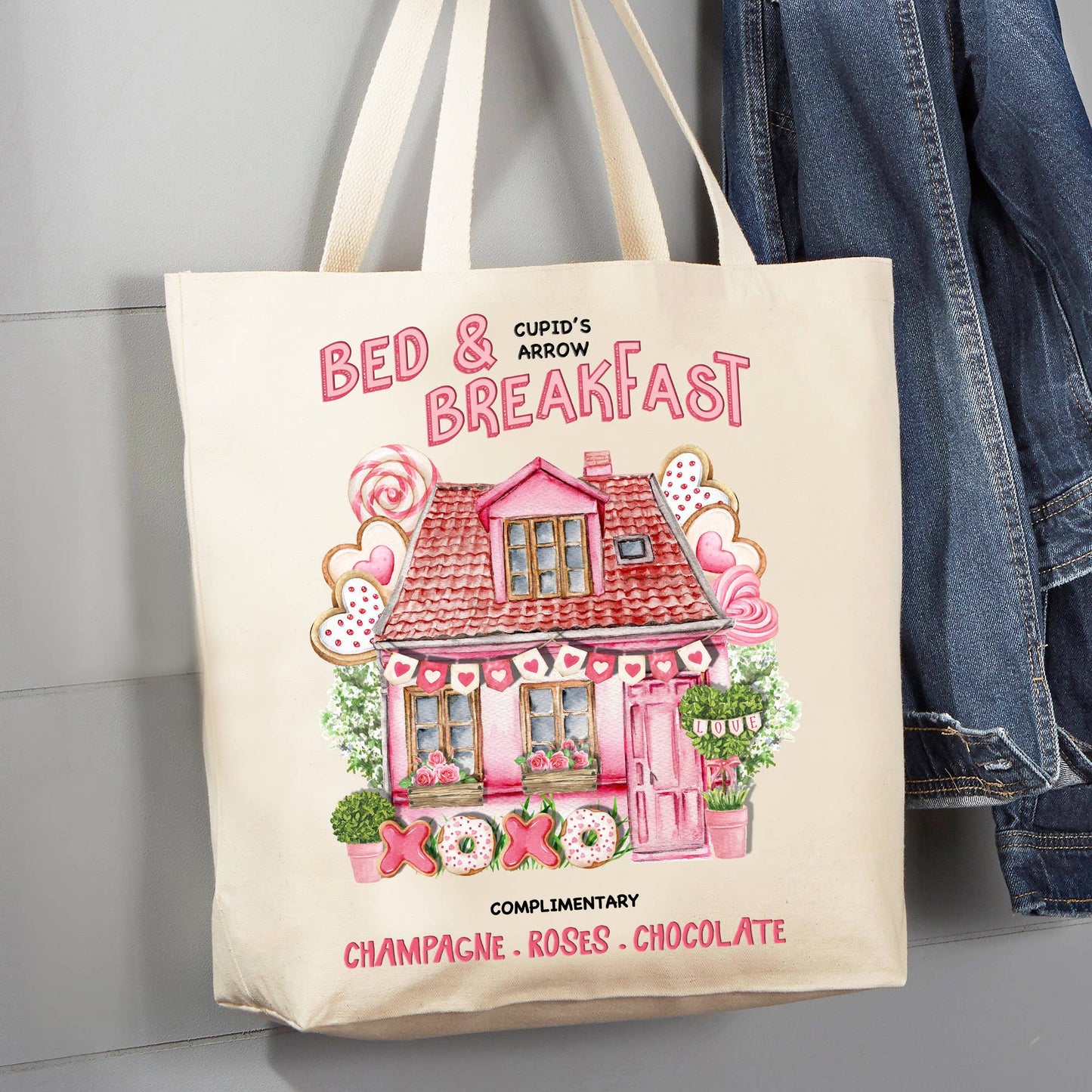 Valentine Bed & Breakfast Cupid 12 oz Canvas Tote Bag