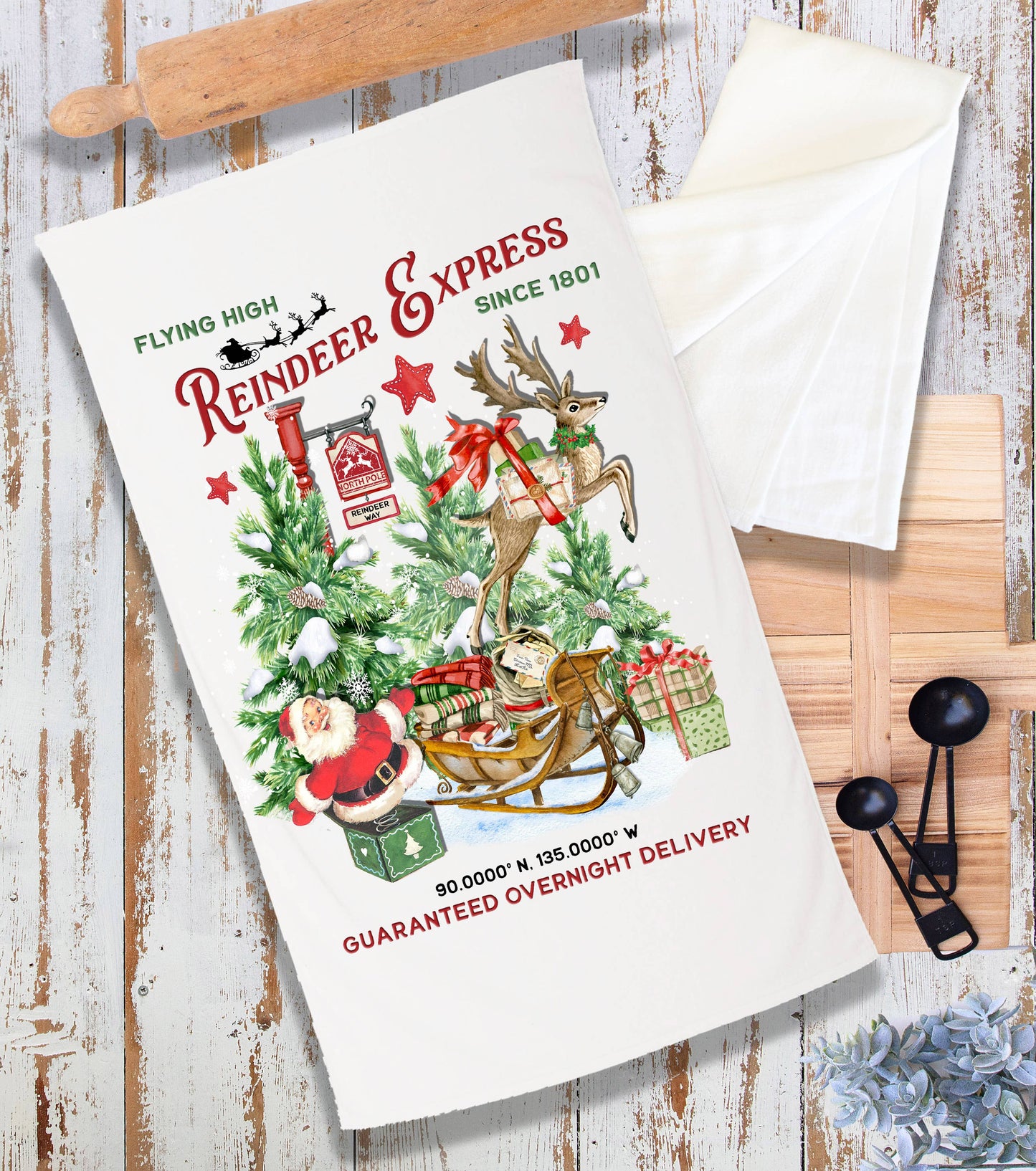 Christmas Reindeer Express Terry Cloth Towel