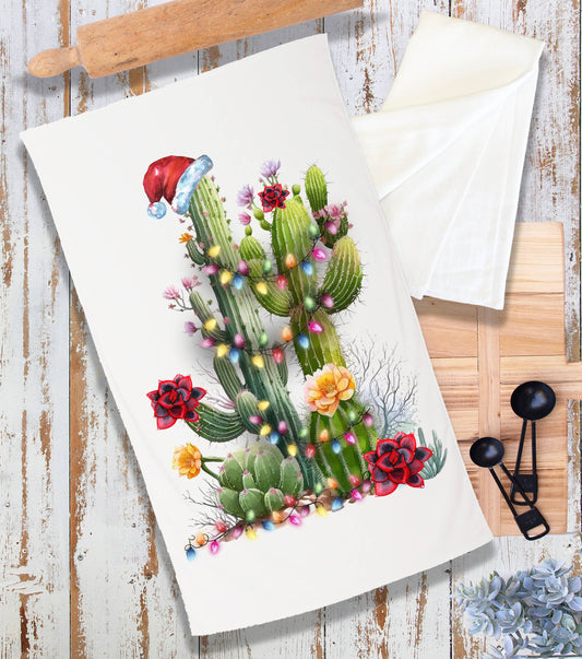 Christmas Saguaro Cactus Western Terry Cloth Towel