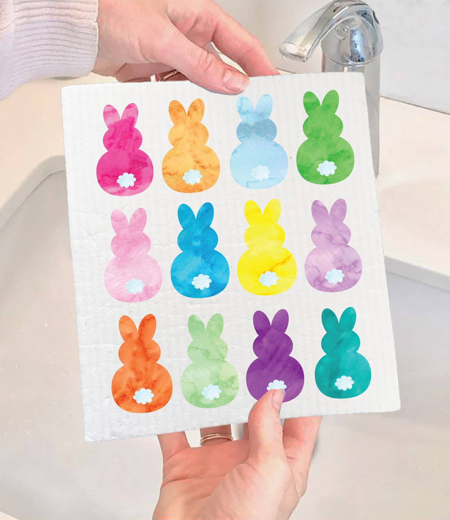 Set of 2 - Easter Colorful Bunny Peeps SWEDISH DISH CLOTH