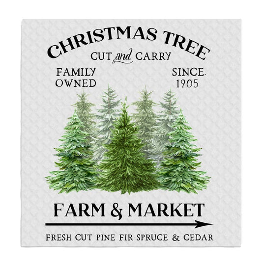 Set of 2 -  Christmas Tree Farm & Market SWEDISH DISH CLOTHS