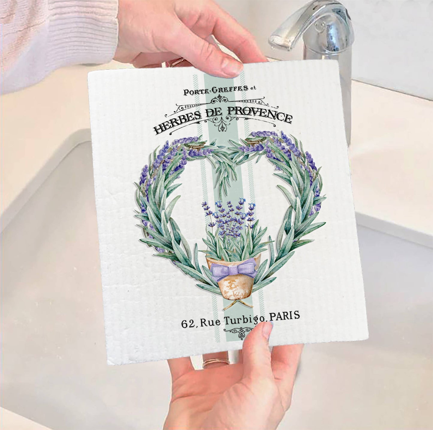 Set of 2 - Vintage French Herbs Lavender Swedish Dish Cloth