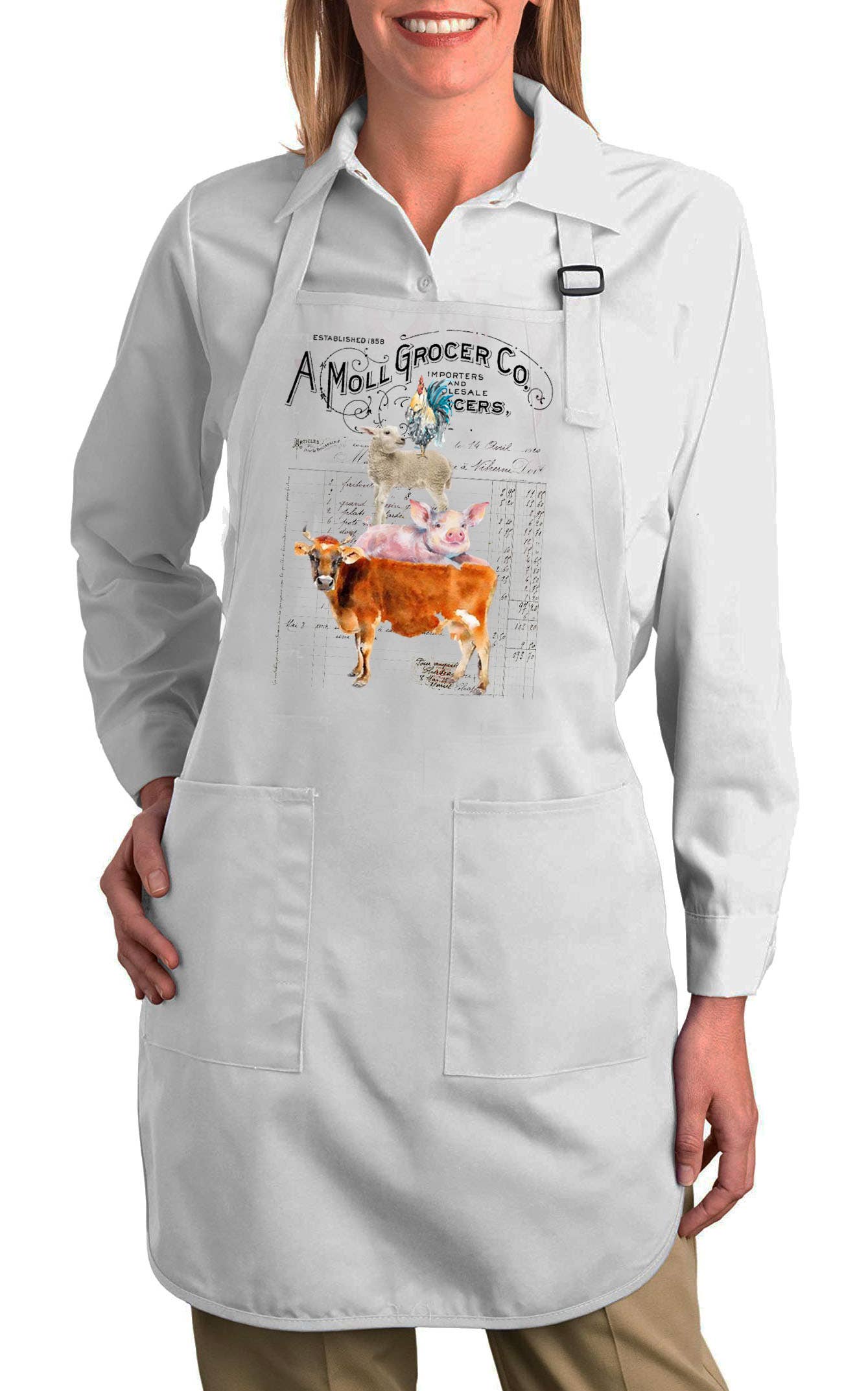 Vintage Farm Animals Grocers Cotton Apron