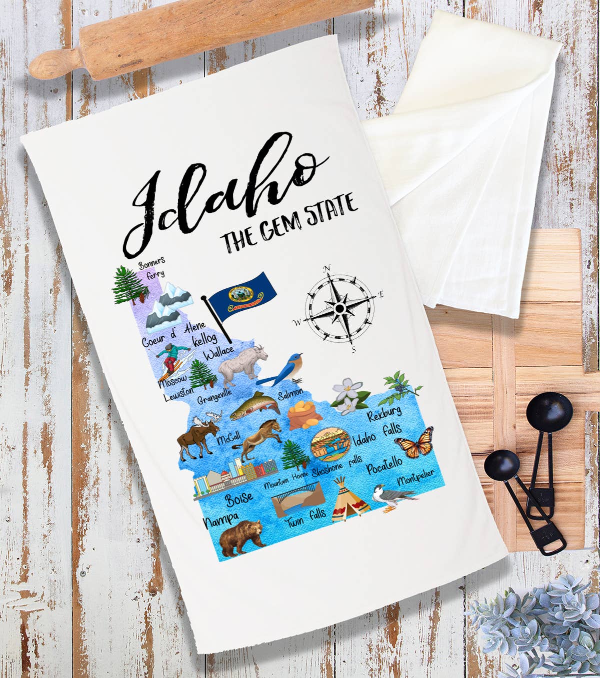 Idaho State Map Souvenir Terry Cloth Towel