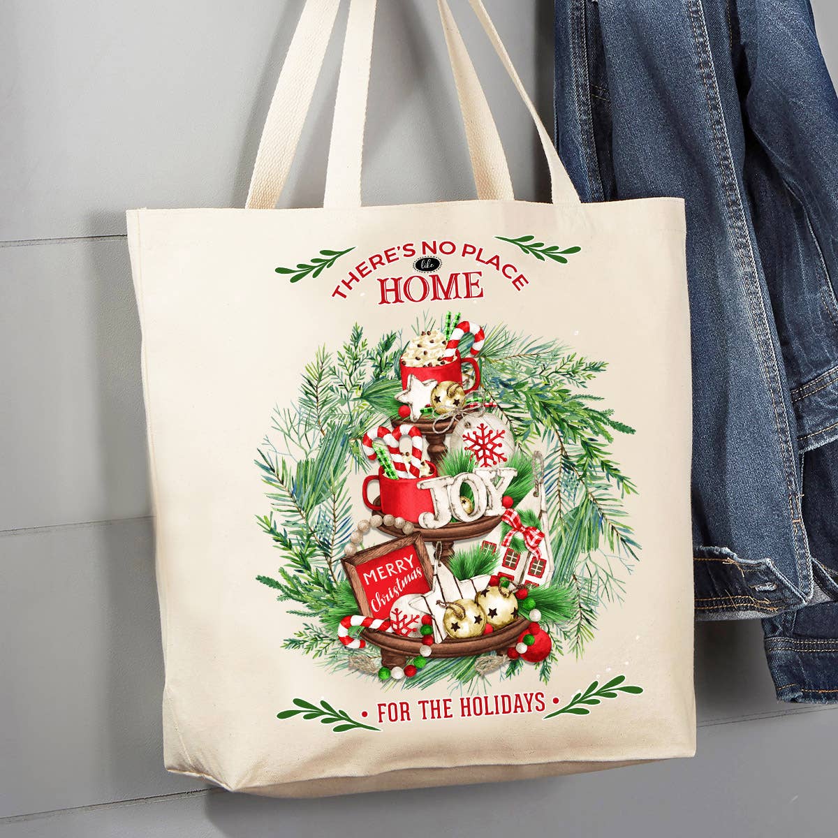 Christmas No Place Like Home 12 oz Canvas Tote Bag