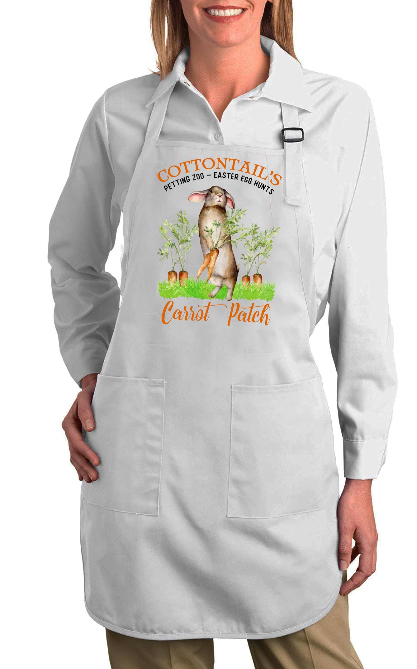 Easter Bunny Carrot Patch Cotton Apron