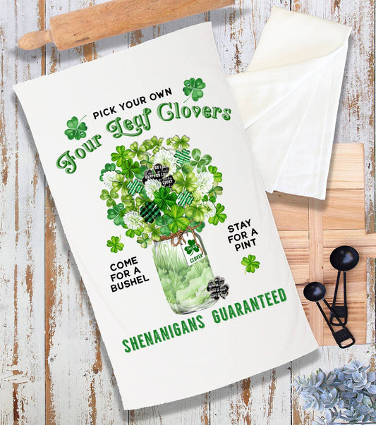 St Patrick's Four Leaf Clover Bouquet Terry Cloth Towel