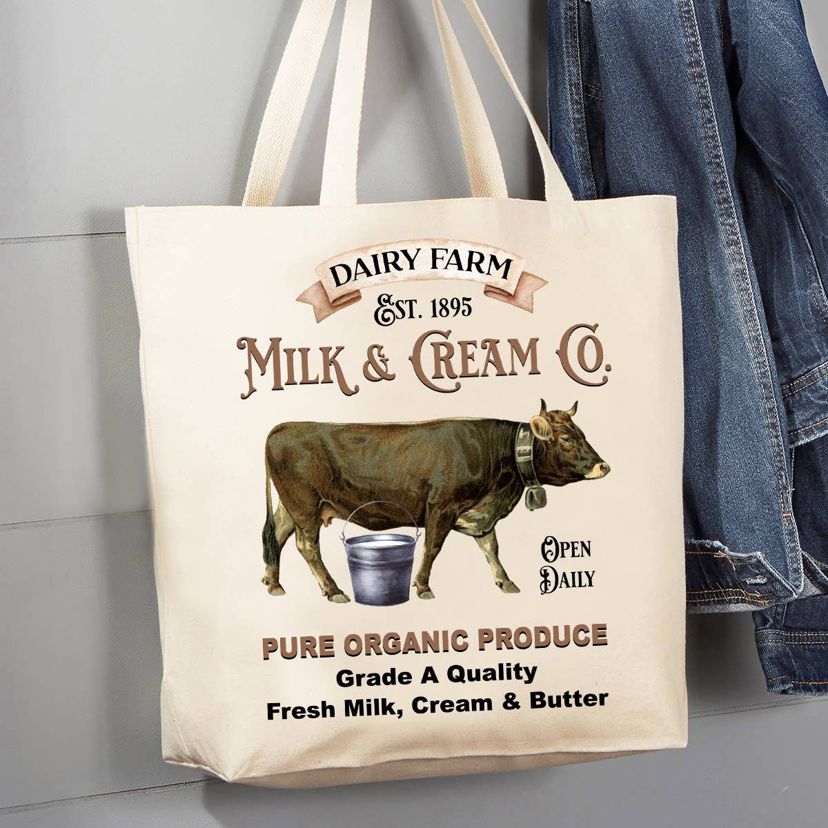 Dairy Farm Milk Cream Cow 12 oz Canvas Tote Bag