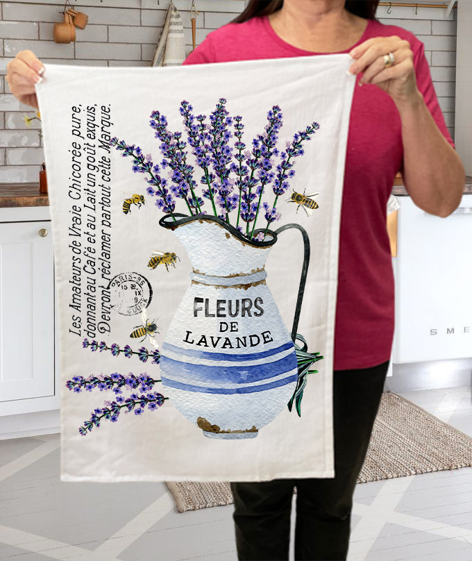 Farmhouse Lavender Fleurs Paris Kitchen Cotton Terry Towels
