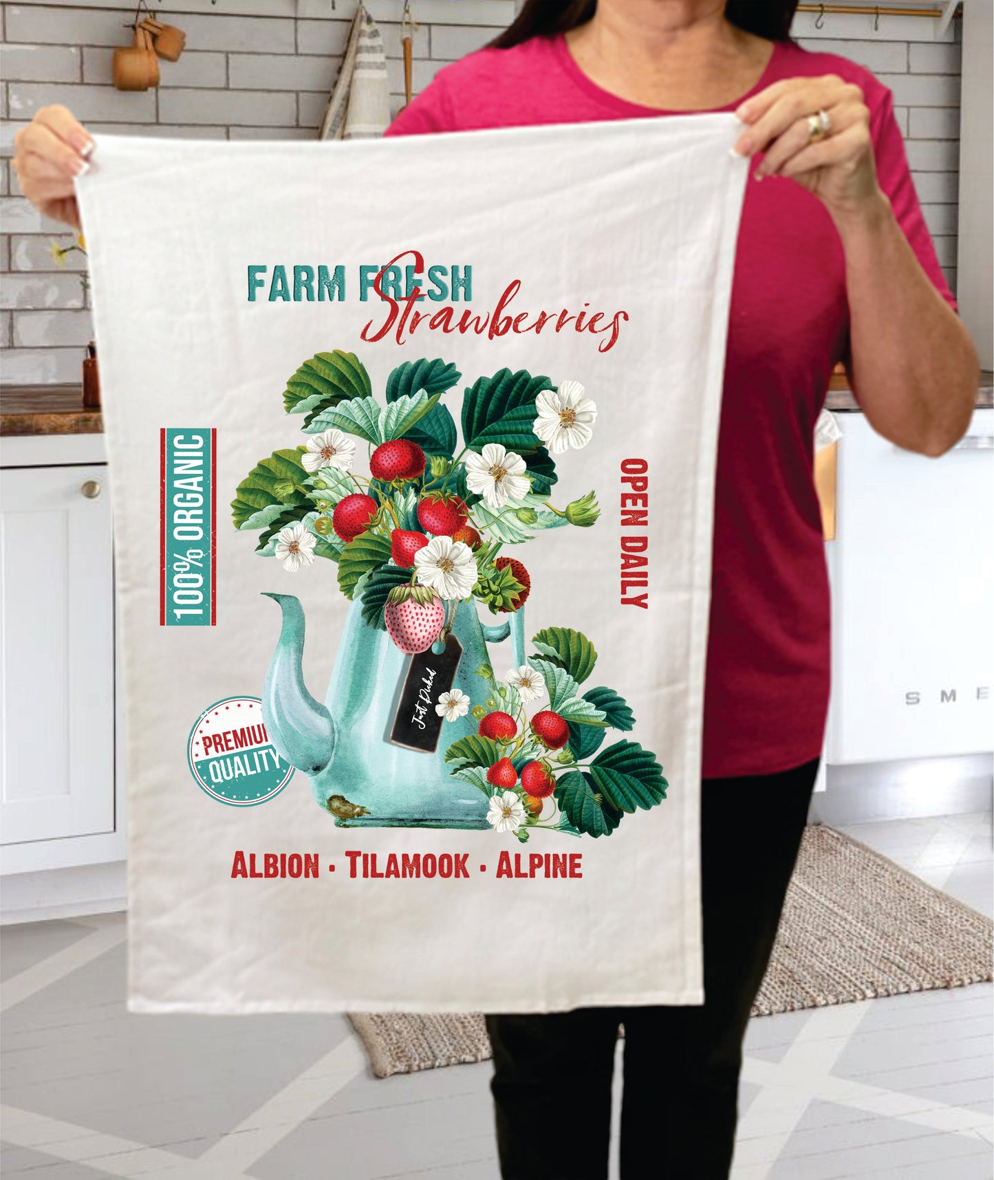 Farm Fresh Strawberries Farmers Market Terry Towel