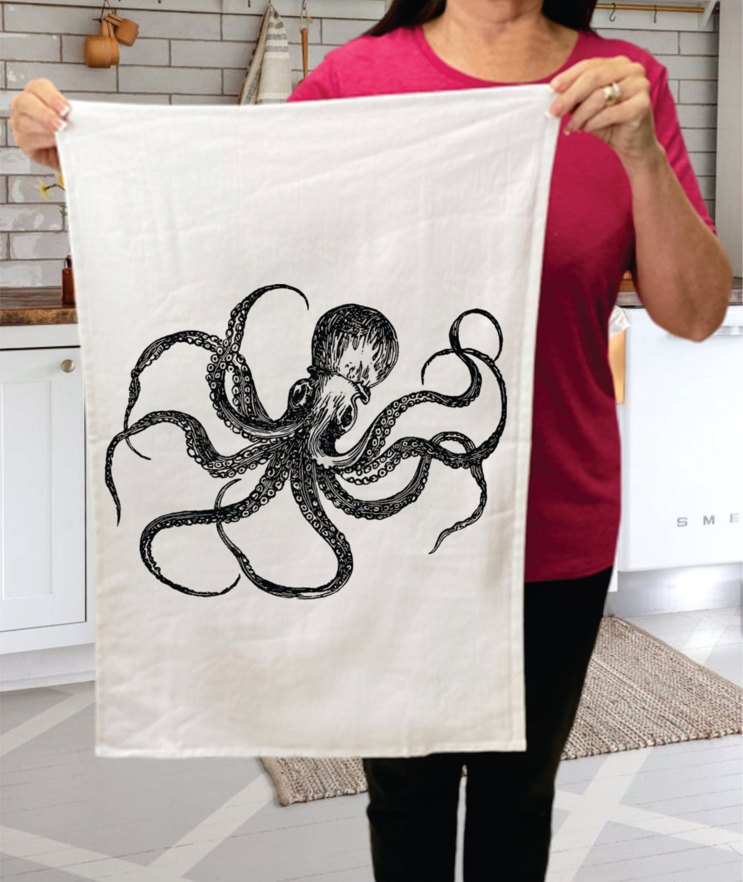 Octopus Ocean Animal Vintage Cotton Terry Towels
