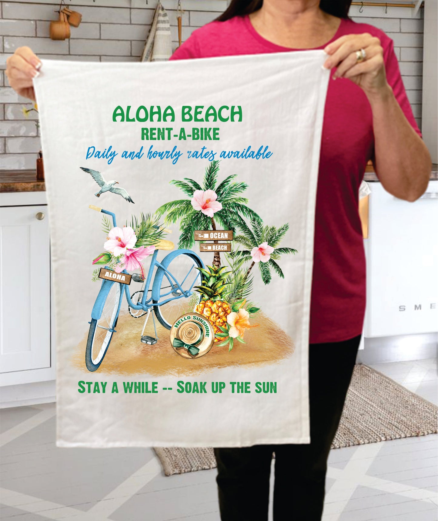Aloha Beach Ocean Rent A bike Terry Towel