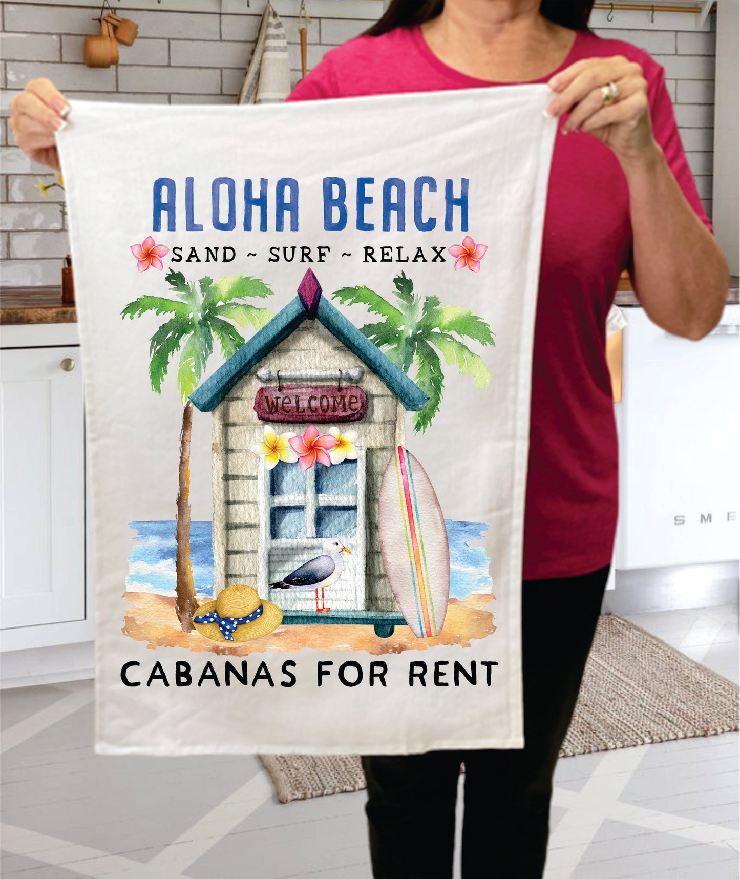 Aloha Beach Cabanas Ocean Terry Towel
