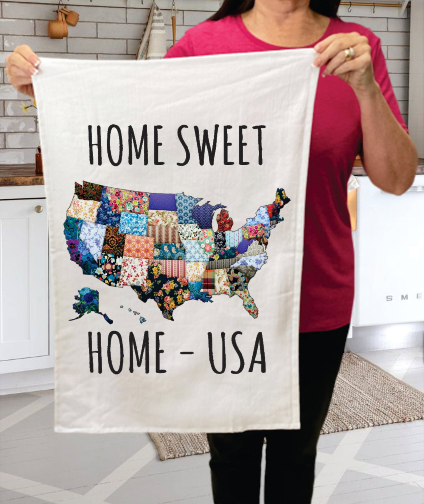 Home Sweet Home USA Patriotic Terry Towel