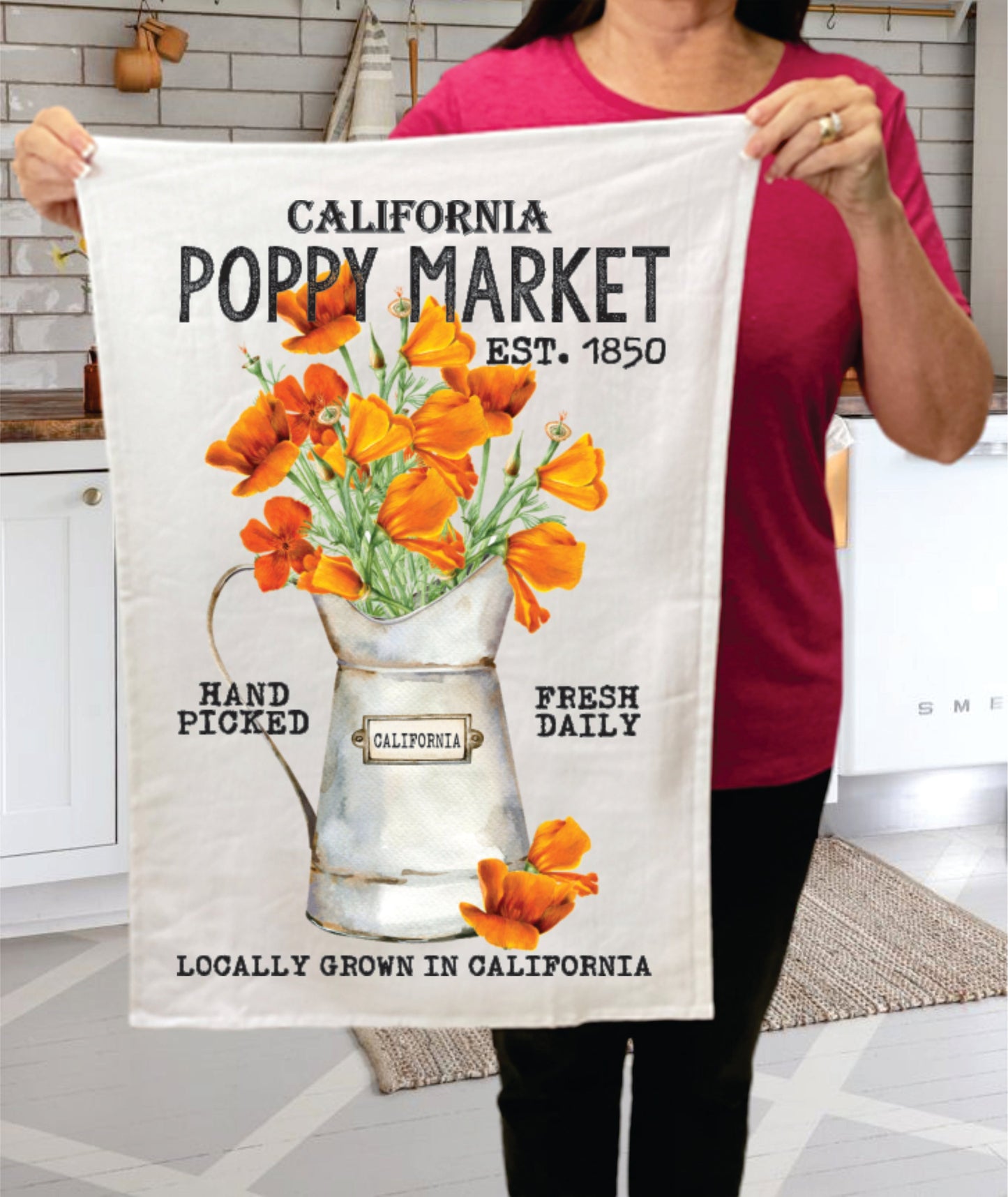 California State Flower Poppy Souvenir Terry Towel