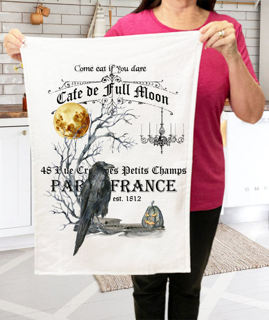 Cafe De Full Moon Paris Halloween Cotton Terry Towels