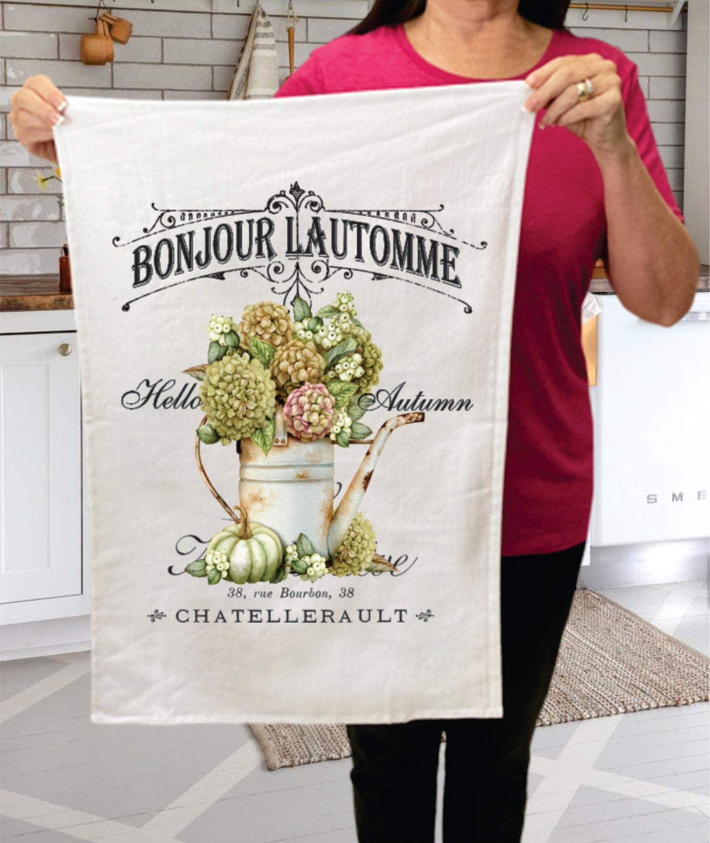 Hello Autumn Fall Paris France Cotton Terry Towels