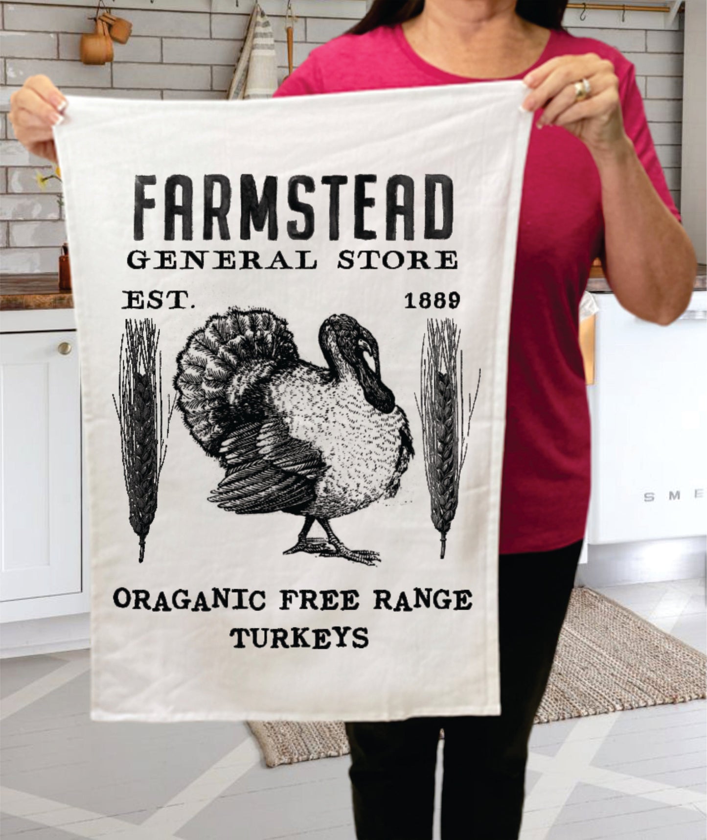 Vintage Farm Turkey Thanksgiving Cotton Terry Towels